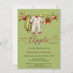 Invitation Douce petite pomme Baby Shower Bébé rustique d'a