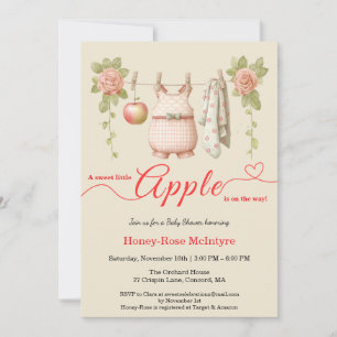 Invitation Douce petite pomme Baby Shower Bébé rustique d'a