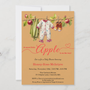 Invitation Douce petite pomme Baby Shower Bébé rustique d'a