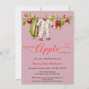 Invitation Douce petite pomme Baby Shower Bébé rustique d'a
