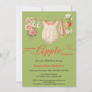 Invitation Douce petite pomme Baby Shower Bébé rustique d'a