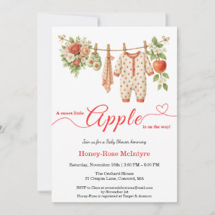 Invitation Douce petite pomme Baby Shower Bébé Rustique d'A