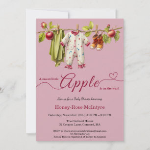Invitation Douce petite pomme Baby Shower   Bébé rustique d'a