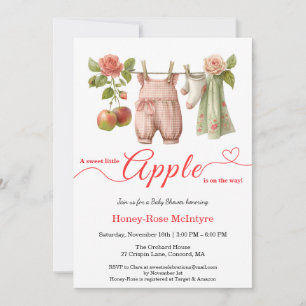 Invitation Douce petite pomme Baby Shower Bébé rustique d'a