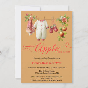 Invitation Douce petite pomme Baby Shower Bébé rustique d'a