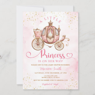 Invitation Douce Petite Princesse Carrosse Royal Baby Shower