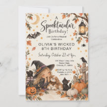 Douce Petite Sorcière Halloween Aquarelle Annivers