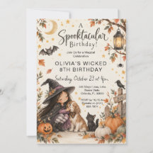 Douce Petite Sorcière Halloween Aquarelle Annivers