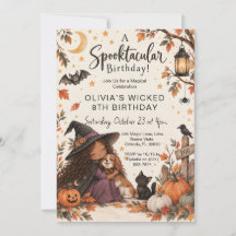 Douce Petite Sorcière Halloween Aquarelle Annivers