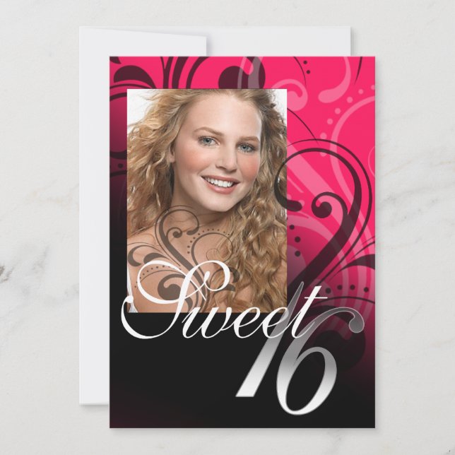 Invitation Douce photo de 16 Anniversaires (Devant)