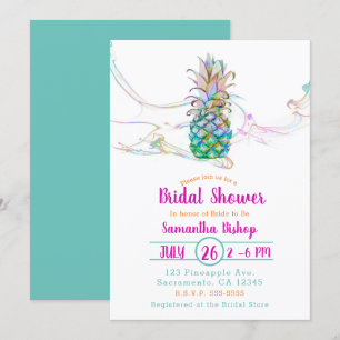 Invitation Douce pluie de couleurs sur le thème ananas pour u