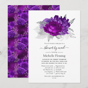 Invitation Douce pluie florale violette et argent par la post