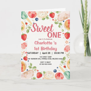 Invitation Douce première bougie d'anniversaire Gâteau donut 