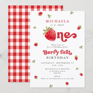 Invitation Douce Première Fête d'anniversaire de la Myrtille 