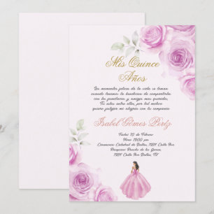 Invitation Douce Quinceanera espagnole rose