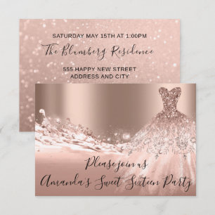 Invitation Douce Rose de 16ème partie Parties scintillant or