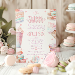 Invitation Douce sassy et six douceurs pastel 6ème anniversai
