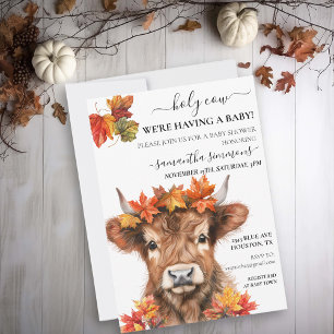 Invitation Douce Vache Automne Highland Veau Baby Shower 
