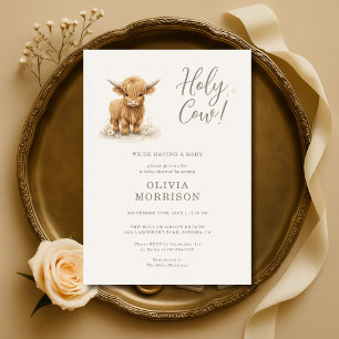 Invitation Douce Vache Baby Shower Highland Cow