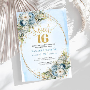Invitation Douce verdure poussiéreuse bleue rêveuse pour un 1