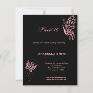 Invitation Douces Papillons Rose Clair 16