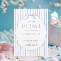 Douces Rayures Bleues avec Garçon pour Baby Shower