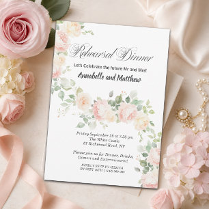 Invitation Douces Roses Rouges Clair Repas de Répétition Mari