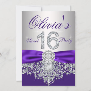 Invitation Douceur de losange pourpre 16 parties