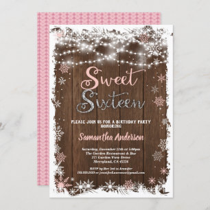 Invitation Douceur hivernale 16 seize flocons de neige bois r