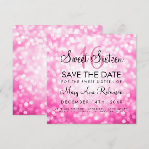 Invitation Douceur rose 16 feux de Parties scintillant d'anni