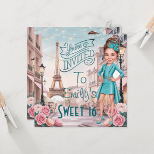 Invitation Douceur Turquoise personnalisée 16 à Paris
