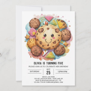 Invitation Douceurs roses Cookies modifiables Anniversaire
