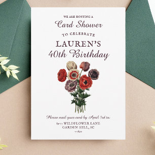 Invitation Douche à bouquet de fleurs par courrier 40e annive
