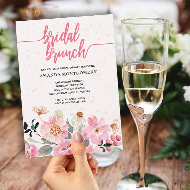 Invitation Douche à brunch rose Floral (Créateur téléchargé)