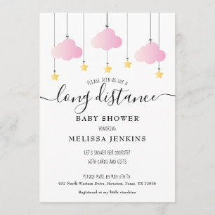 Invitation Douche à Distance Saupoudrer par Courrier Rose