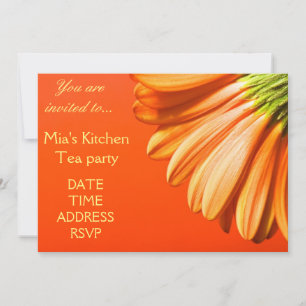 Invitation Douche à fleurs gerbales orange et jaune Gerbera