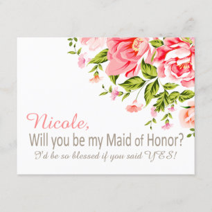 Invitation Douche à fleurs Serez-vous ma femme d'honneur ?   