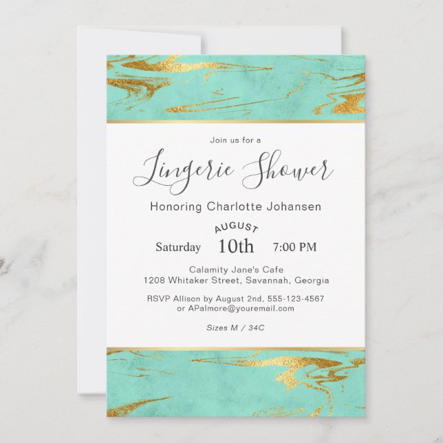 Invitation Douche à lingerie pour moulures et gousses d'or (Devant)