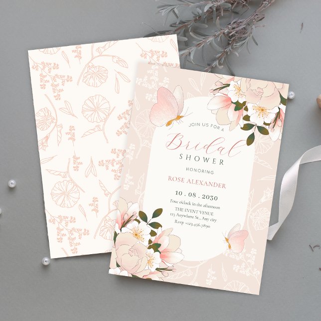 Invitation Douche à motif floral rose doux (Créateur téléchargé)