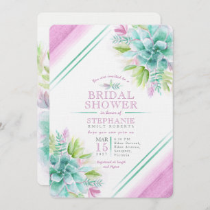 Invitation Douche à nuptiale Succulente couleur vert pourpre