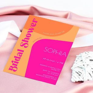 Invitation Douche abstraite chaude rose orangé moderne