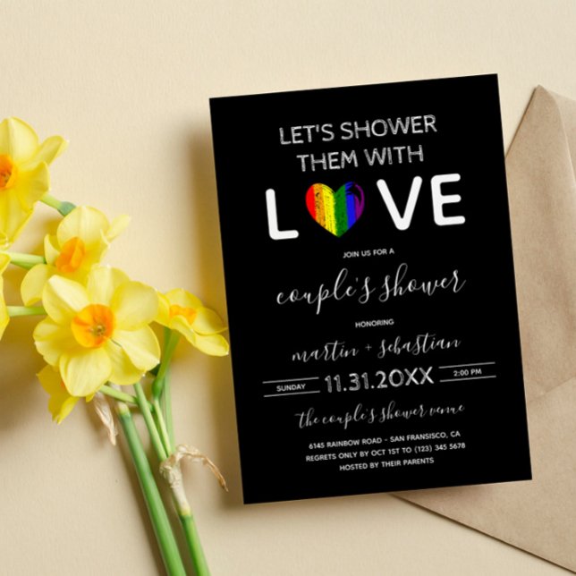 Invitation Douche avec amour RainbowHeart LGBT Couple's Showe (Créateur téléchargé)