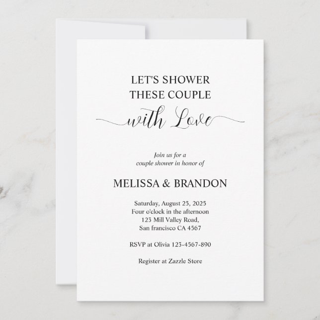 Invitation Douche avec amour Simple moderne Couple Douche (Devant)