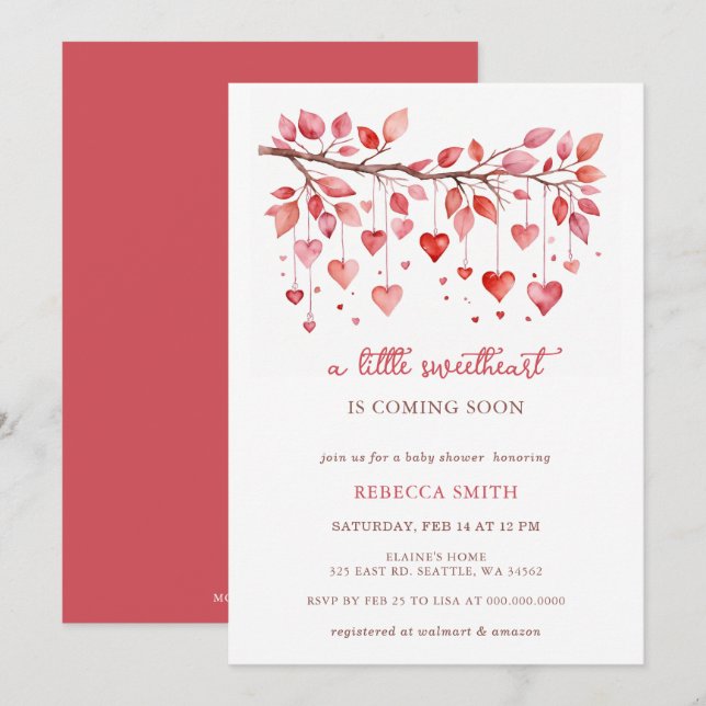 Invitation Douche avec Amour Valentines Baby shower de jour (Devant / Derrière)