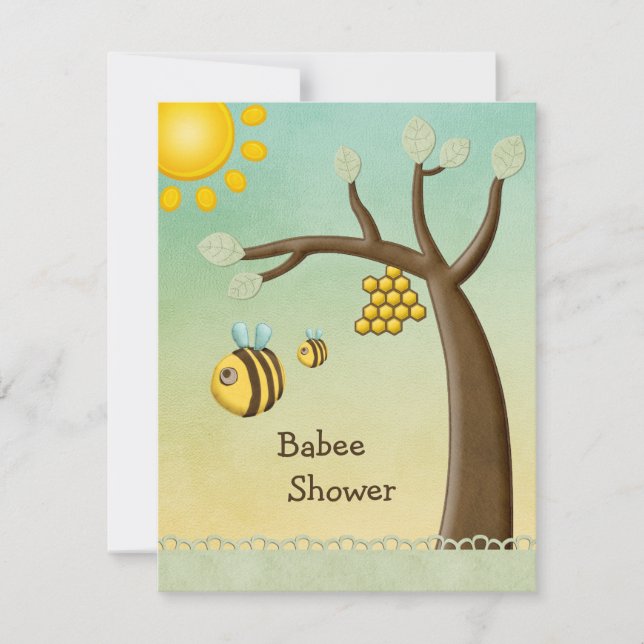 Invitation Douche Bébé, Arbre et Hive (Devant)