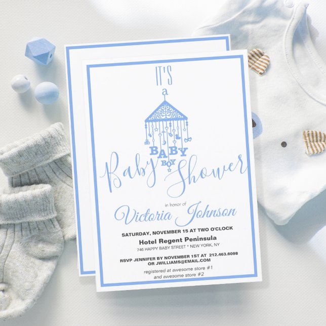 Invitation Douche bébé bleu moderne (Créateur téléchargé)