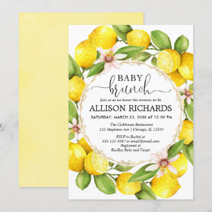 Invitation Douche bébé citron, citrons neutre genre