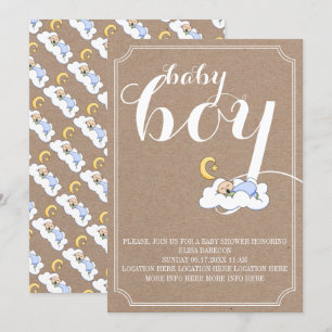 Invitation Douche bébé dormant vintage texte minimaliste