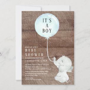 Invitation Douche bébé éléphant doux garçons