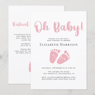 Invitation Douche bébé fille avec option virtuelle en ligne r